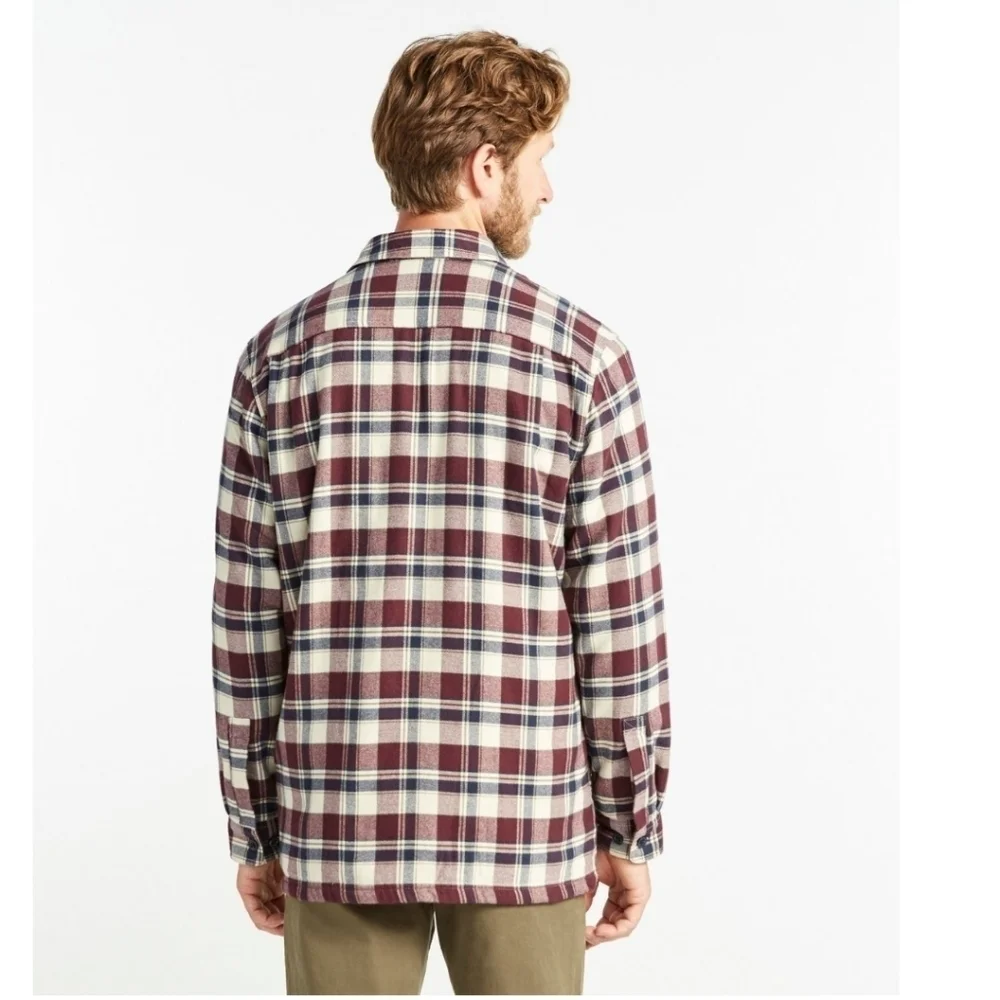 L.L.BEAN Men's Fleece-Lined Flannel Shirt, Traditional Fit. Classic Navy.Size XL